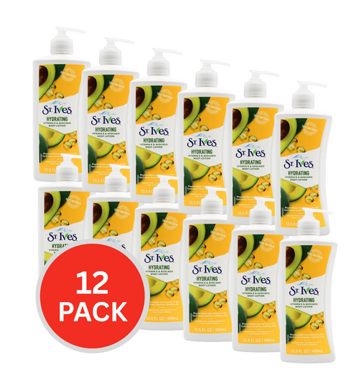 St Ives Body Lotion Hydrating Vitamin E & Avocado 400ml (12 Pack)