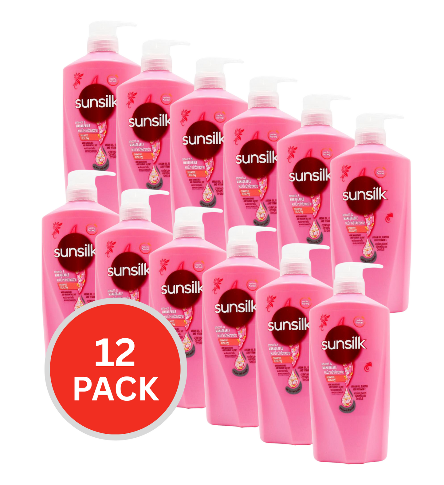 Sunsilk Shampoo Smooth And Manageable Argan Oil Elastin And Vitamin C 625ml (12 Pack)