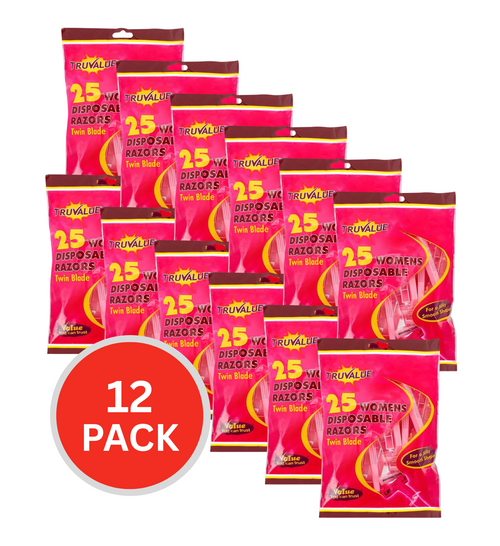 Truvalue Disposable Razors Twin Blade Womens 12 x 25Pk (300 Pack)