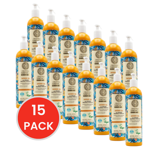 Oblepikha Siberica Shower Gel With Organic Oblepikha Hydrolate Intensive Nutrition And Hydration 400ml (15x Pack)