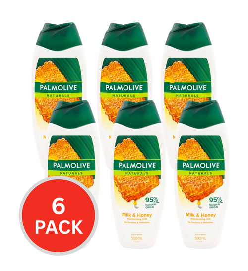 Palmolive Naturals Body Wash Milk & Honey 500ml (6 Pack)