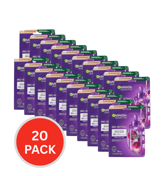 Garnier 22g Mask Smoothing Serum Pro Retinol Vegan Formula (20x Pack)