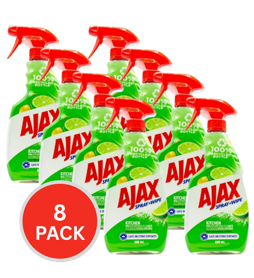 Ajax 500ml Spray N Wipe Trigger Kitchen Multi-purpose Baking Soda (8x Pack)