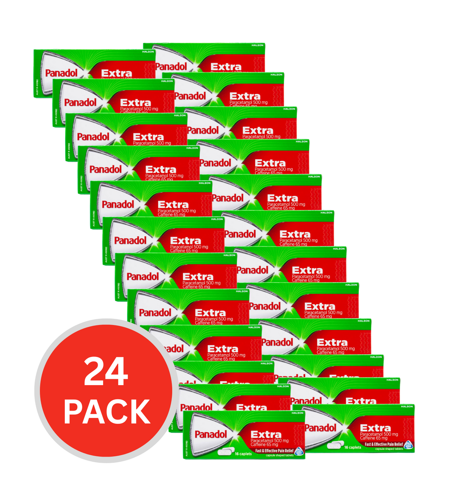 Panadol Pk16 Caplets Extra Paracetamol 500mg Caffeine 65mg (24x Pack)