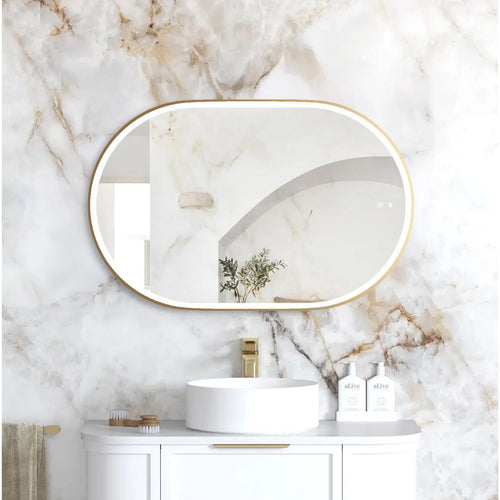 LED Noosa 900(H)x600(W) Gold Metal Frame Mirror- Install Horizontal or Vertical