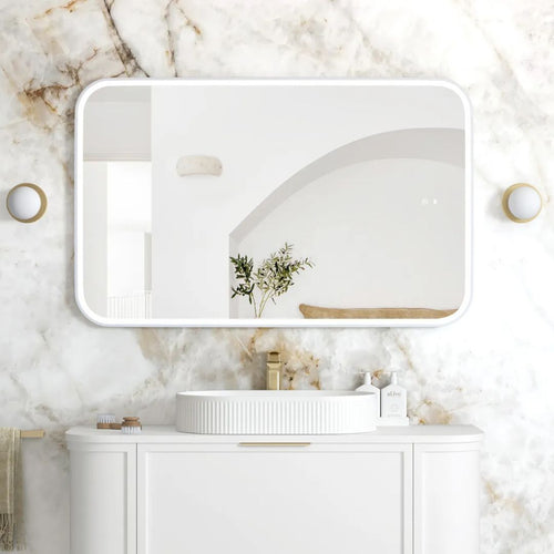 LED Newport 1200(W)x750(H) White Metal Frame Mirror- Install Horizontal or Vertical