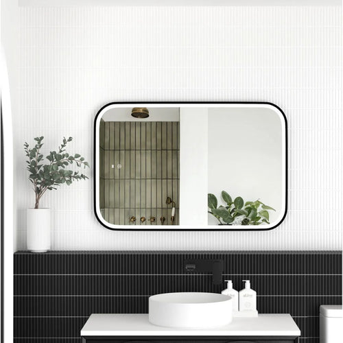 LED Newport 900(H)x600(W) Black Metal Frame Mirror- Install Horizontal or Vertical