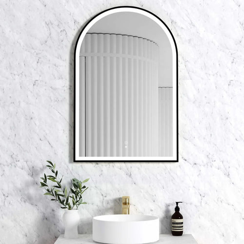LED Archie 900(H)x600(W) Black Metal Frame Mirror