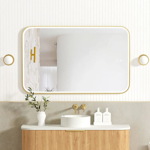 LED Newport 1200(W)x750(H) Gold Metal Frame Mirror- Install Horizontal or Vertical