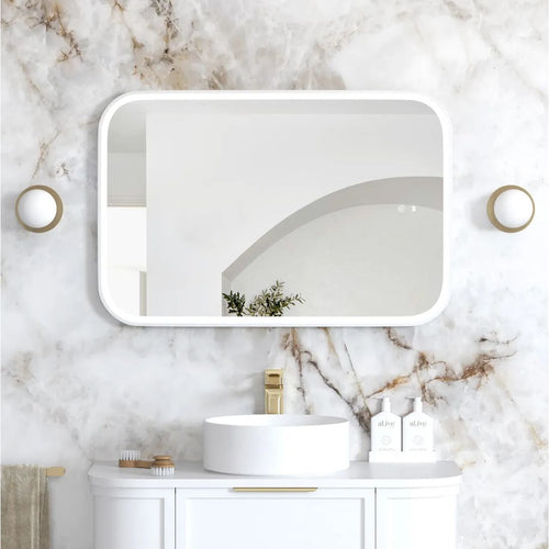 LED Newport 900(H)x600(W) White Metal Frame Mirror- Install Horizontal or Vertical