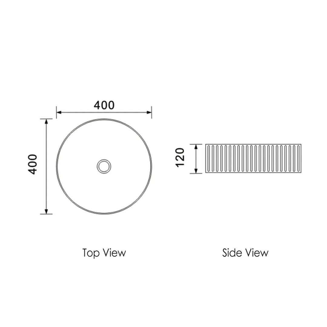 Marlo Round 400x400x125 Matte White Fluted Basin