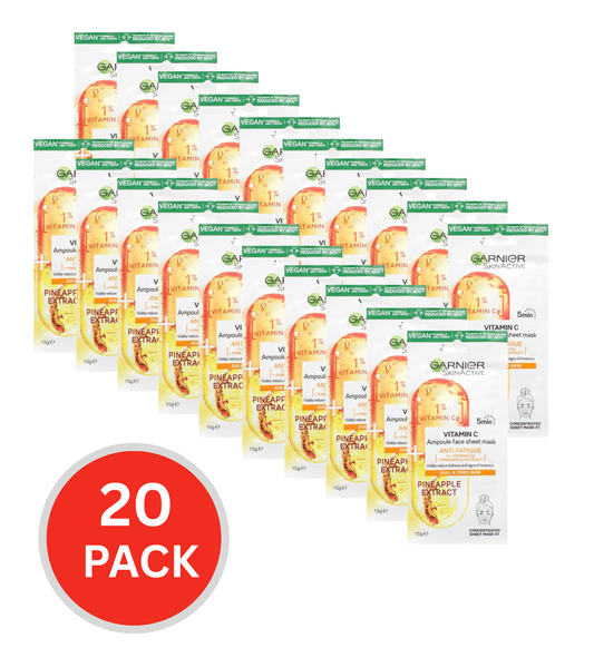 Garnier 15g Skin Active Vitamin C Ampoule Face Mask Pineapple Extract (20x Pack)