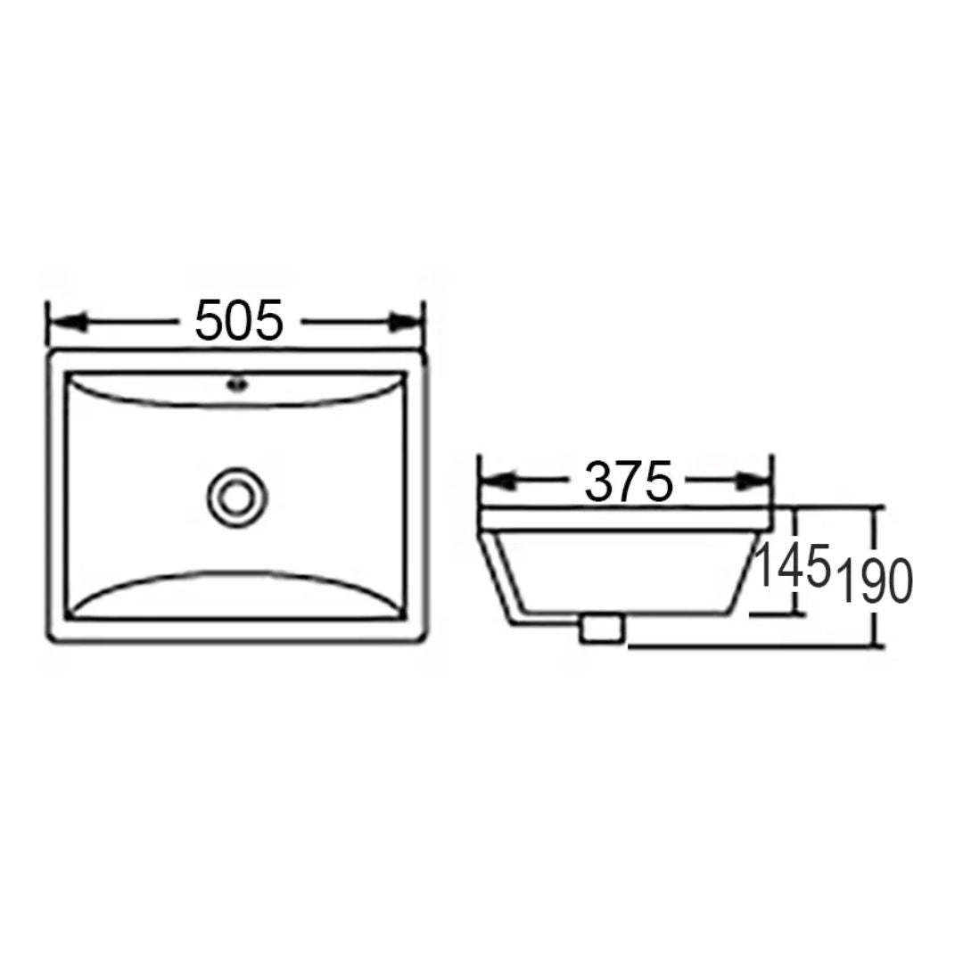 Undermount Square 505x375x190 Basin