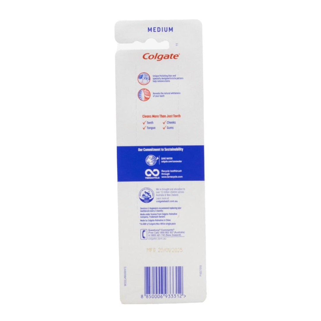 Colgate Max White Toothbrush With Polishing Star Medium Pk3 (6 Pack)