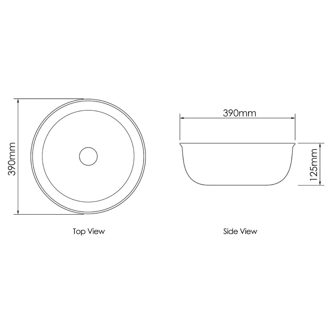 Bronte Round 390x390x130 Gloss White Basin