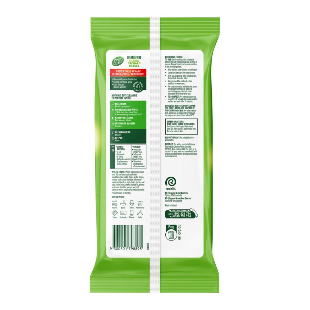 Pine O Cleen Disinfectant Wipes Spring Orchard Breeze PK100 (4 Pack)