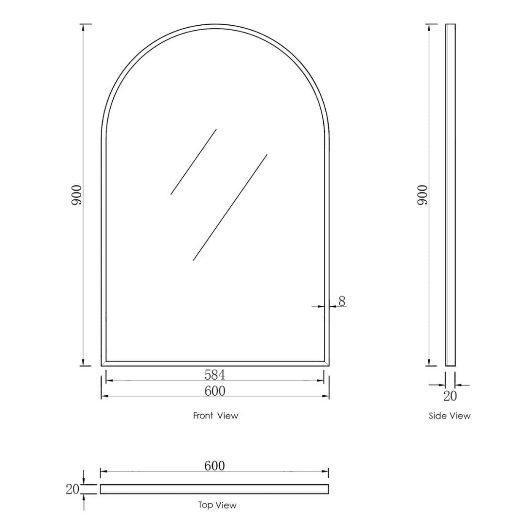 Archie 900(H)x600(W) Gold Metal Framed Mirror
