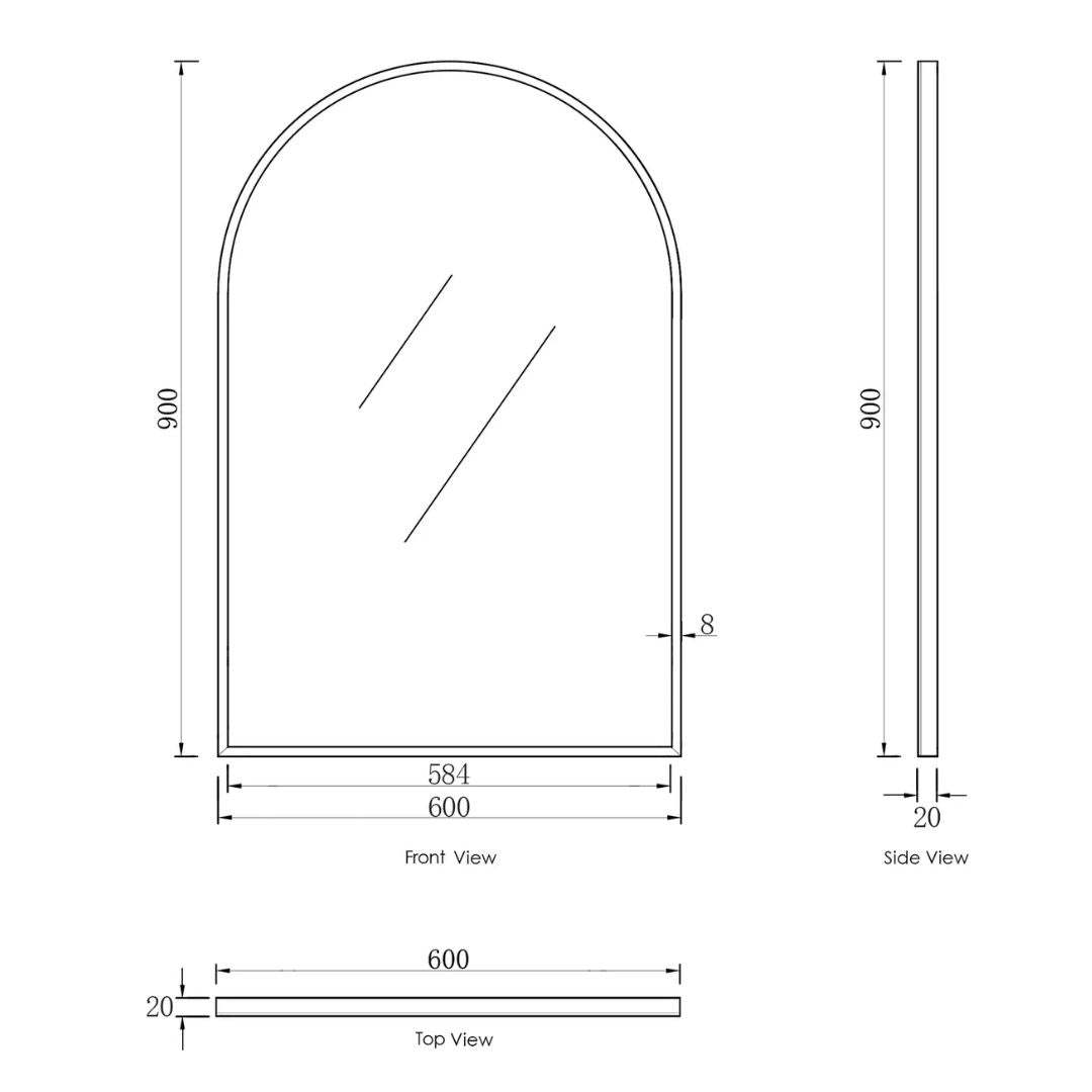 Archie 900(H)x600(W) White Metal Framed Mirror