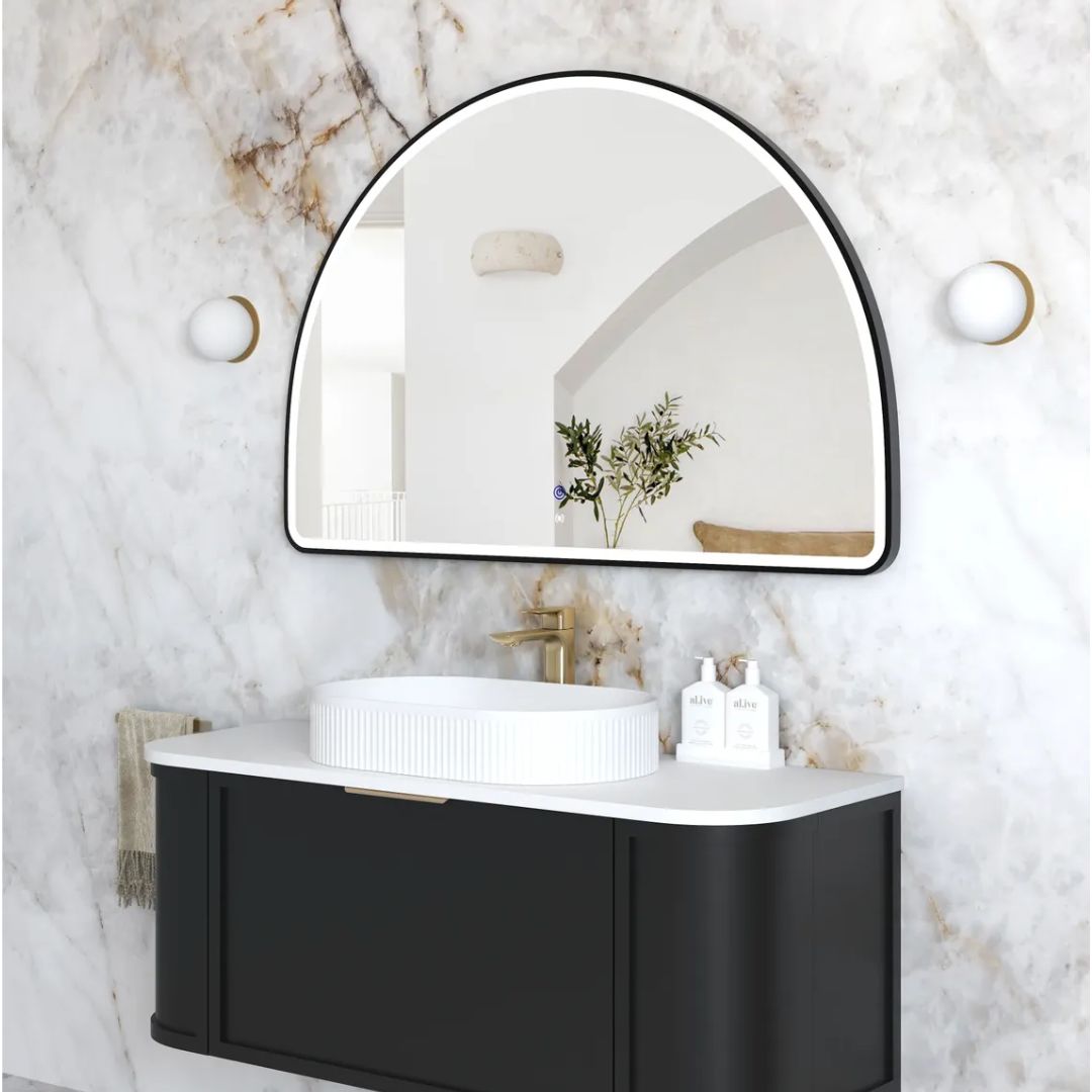 LED Moonlight Archie 800(H)x1200(W) Black Metal Frame Mirror