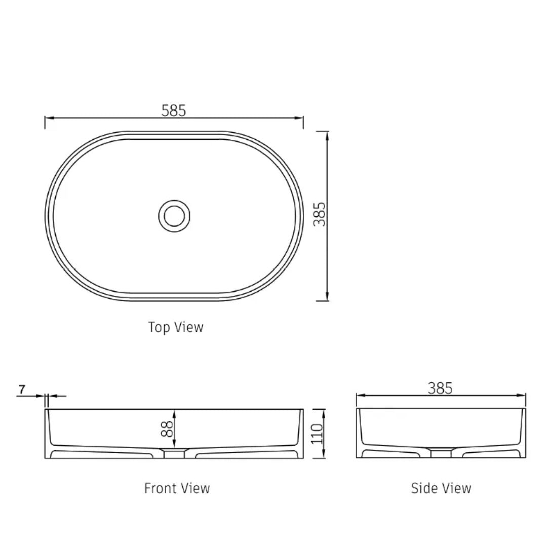 Noosa Solid Surface 585x385x110 Matte White Basin NF