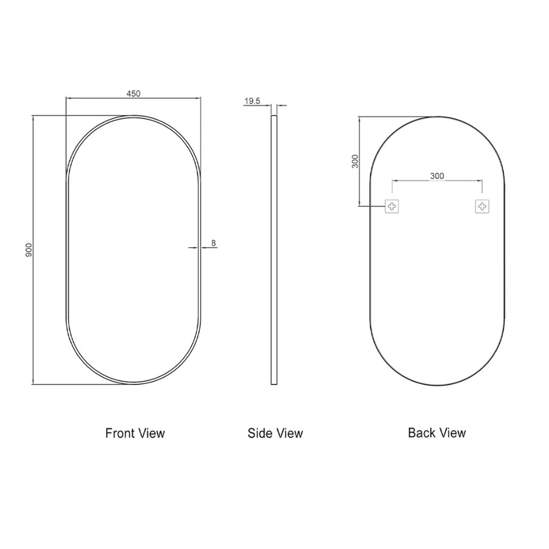 Noosa 900(H)x450(W) White Metal Frame Mirror