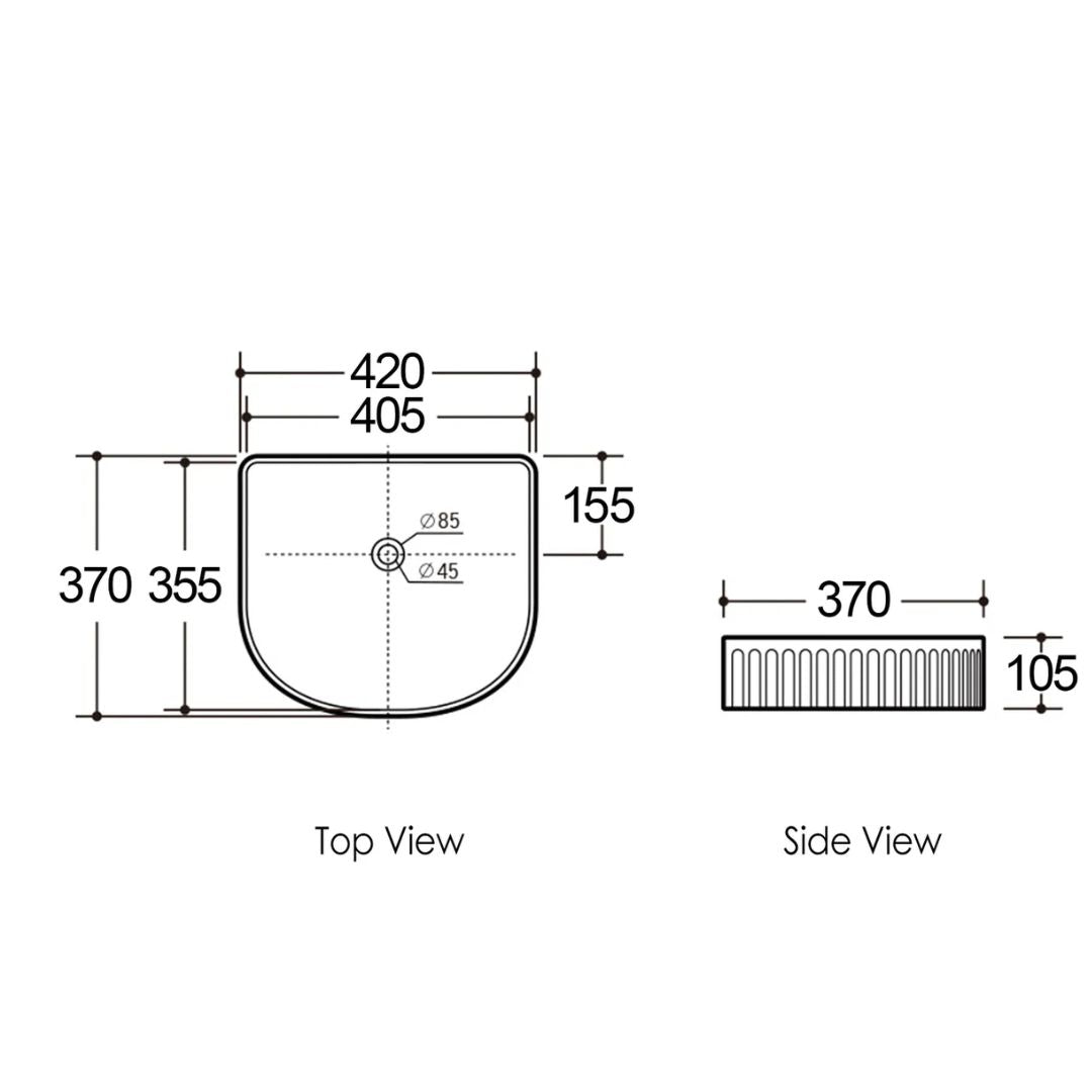 Archie 415x365x100 Gloss White Fluted Basin