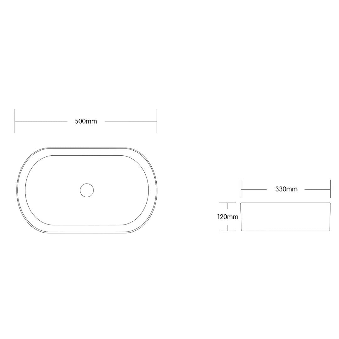 Quay Oval 500x330x120 Gloss White Basin