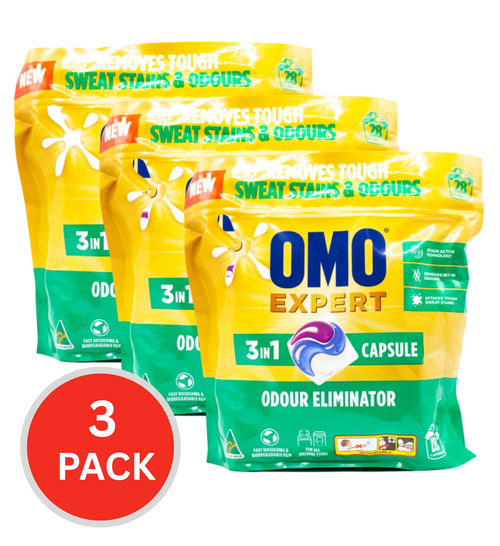 Omo Pk28 Laundry Detergent Expert Capsules 3 In 1 Odour Eliminator (3x Pack)
