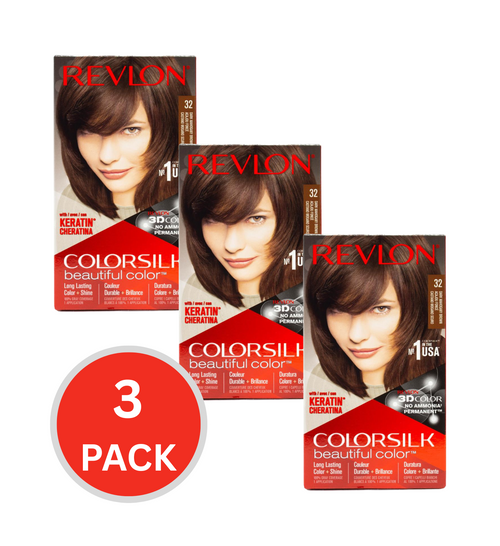 Revlon Colorsilk Permanent Hair Color 32 Dark Mahogany Brown (3x Pack)