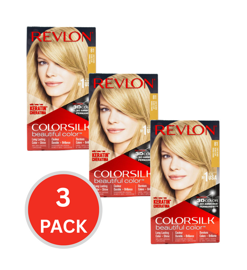 Revlon Colorsilk Permanent Hair Color 81 Light Blonde (3x Pack)