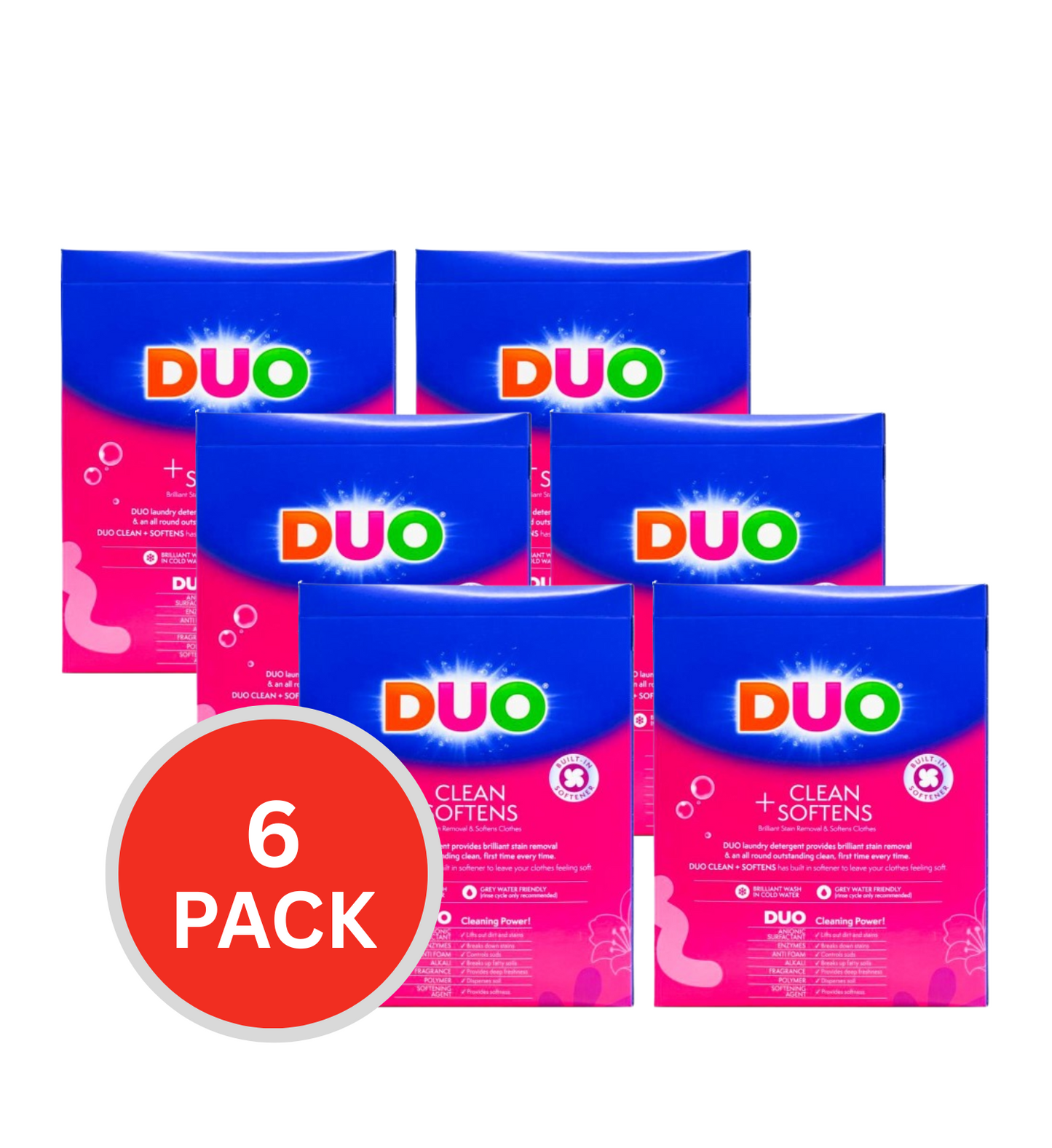 Duo Laundry Powder Front & Top Loader Cleans & Softener Exotic Tiger Lily 2kg (6 Pack)