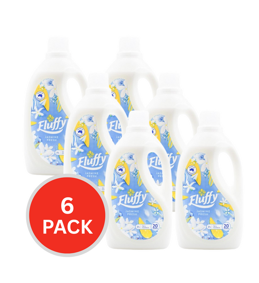 Fluffy Fabric Softener Jasmine Fresh Ready To Use 2L (6 Pack)