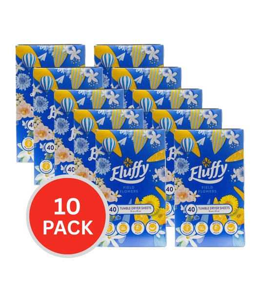 Fluffy Tumble Dryer Sheets Field Flowers 10 x 40Pk (400 Pack)