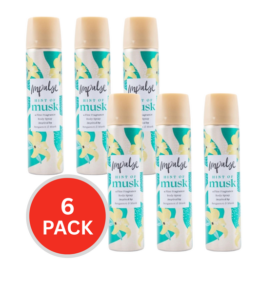 Impulse Body Spray Hint Of Musk Inspired By Bergamot And Musk 50g / 75ml (6 Pack)
