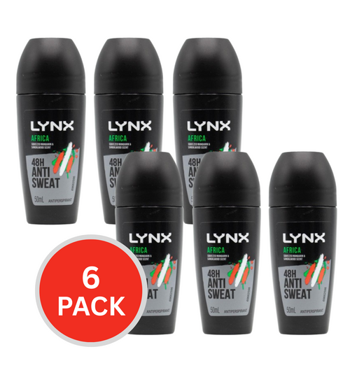 Lynx Antiperspirant Roll On Africa 48hr 50ml (6 Pack)