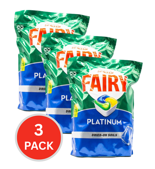Fairy Dishwasher Capsules Platinum Lemon 3 x 75Pk (225 Tablets)