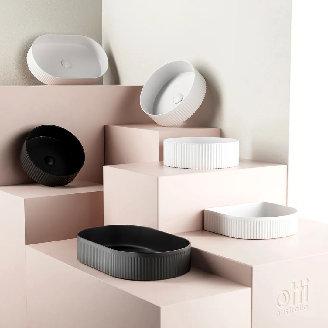 Marlo Round 400x400x125 Matte White Fluted Basin
