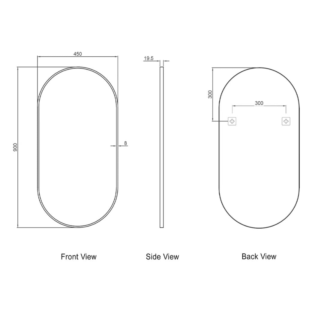 Noosa 900(H)x450(W) Black Metal Frame Mirror