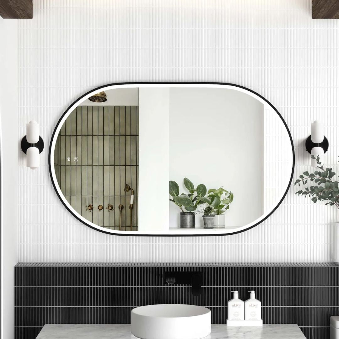LED Noosa 900(H)x600(W) Black Metal Frame Mirror- Install Horizontal or Vertical