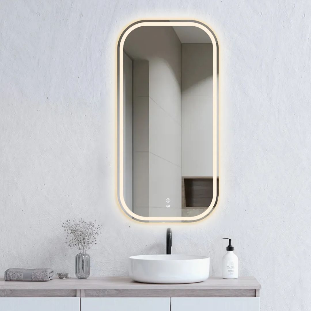 LED Newport 900(H)x450(W) Frameless Mirror Soft Square