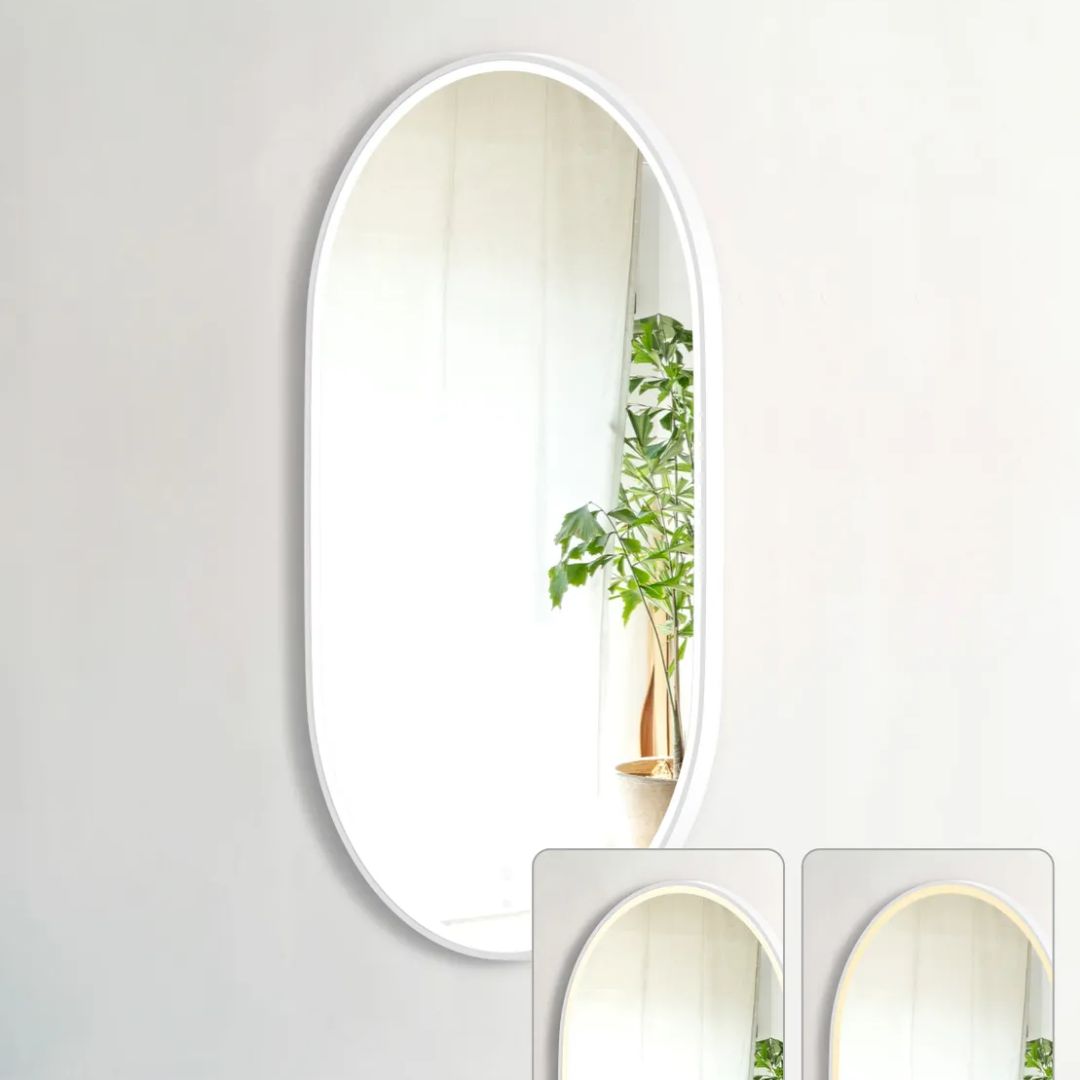 LED Noosa 1200(W)x750(H) White Metal Frame Mirror- Install Horizontal or Vertical