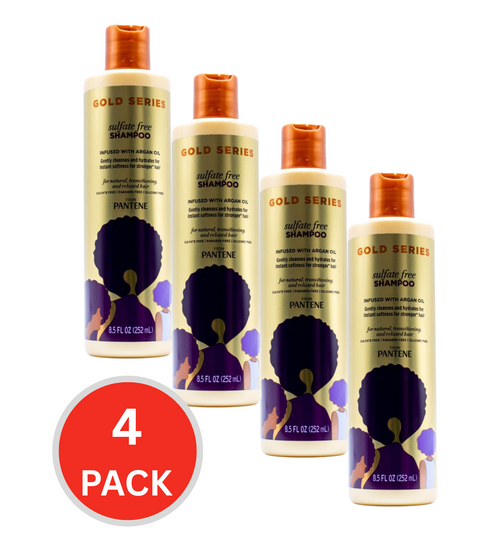 Pantene 252ml Shampoo Gold Series Sulfate Free Infused With Argan Oil (4x Pack)