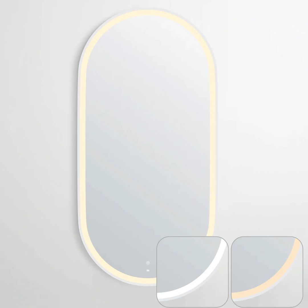 LED Noosa 900(H)x450(W) White Metal Frame Mirror