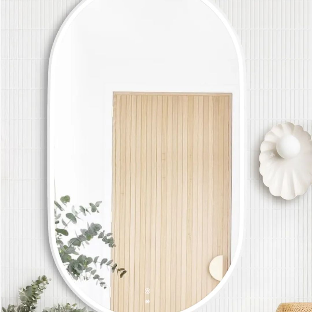 LED Noosa 1200(W)x750(H) White Metal Frame Mirror- Install Horizontal or Vertical