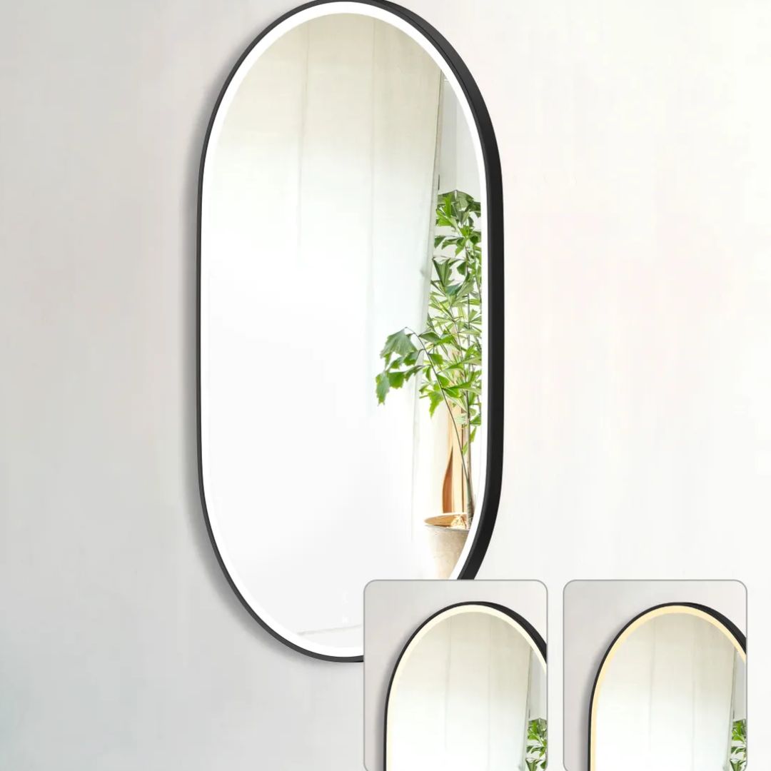 LED Noosa 900(H)x600(W) Black Metal Frame Mirror- Install Horizontal or Vertical