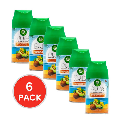 Air Wick 159g Freshmatic Refill Pure Natural Wonders Natural Wonders Tropical Great Barrier Reef Fruity Blend And Lush Greens (6x Pack)