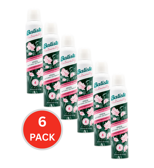 Batiste 200ml / 120g Dry Shampoo 100% Natural Extract Bamboo Fibre And Gardenia (6x Pack)