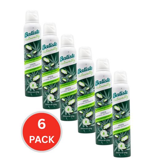 Batiste 200ml / 120g Dry Shampoo 100% Natural Extracts Coconut Milk And Hemp Seed Oil (6x Pack)