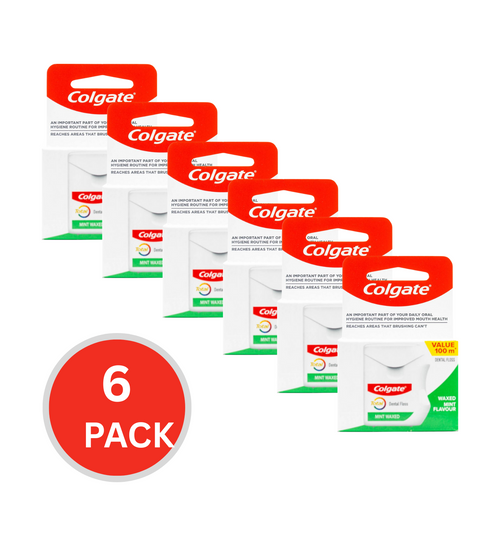 Colgate 100m Dental Floss Mint Waxed (6x Pack)