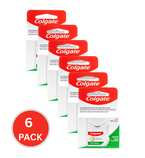 Colgate 25m Dental Floss Mint Waxed (6x Pack)